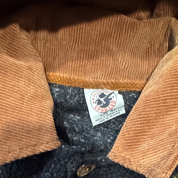 Good Lad Charcoal and Tan Corduroy Jacket with Removable Hood - Picture 2 of 2